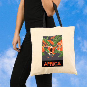 Vintage Art Deco Travel, Native in African Jungle Tote Bag