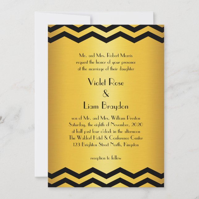 Vintage Art Deco Wedding Invitation (Front)