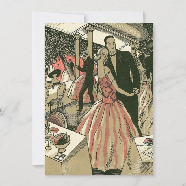 Vintage Art Deco Wedding, Newlyweds First Dance Invitation (Front)