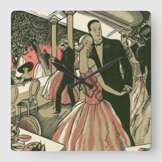 Vintage Art Deco Wedding, Newlyweds First Dance Square Wall Clock