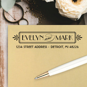 Vintage Art Deco Wedding Return Address Self-inking Stamp