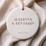 Vintage Art Deco White Simple Custom Wedding<br><div class="desc">Vintage Art Deco Simple Custom Wedding Ceramic Ornament with Black Text on a White Background</div>