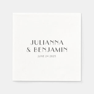 Vintage Art Deco White Simple Custom Wedding Napkin