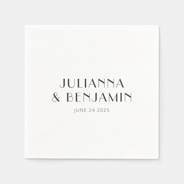 Vintage Art Deco White Simple Custom Wedding Napkin (Front)