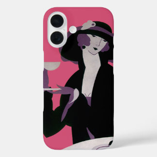 Vintage Art Deco Woman, Afternoon Tea and Cupcake iPhone 16 Case