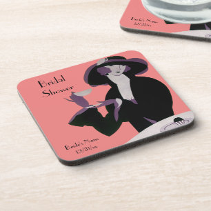 Vintage Art Deco Woman, Afternoon Tea and Cupcake Coaster