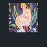Vintage Art Deco Woman with Drapes by S. Chompre Canvas Print<br><div class="desc">Vintage illustration art deco daily life image featuring an elegant woman wearing a flapper dress is sitting on a couch surrounded by curtains. Woman with Drapes by S. Chompre. "Femmes Modernes, 1926" by S. Chompré is a series of illustrations with contemporary women from the 1920s by Samuel Chompré. The title...</div>