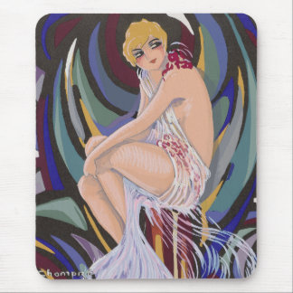 Vintage Art Deco Woman with Drapes by S. Chompre Mouse Pad