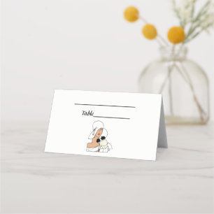 Vintage Art Deco Woman with Flowers Wearing Hat C Place Card