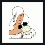 Vintage Art Deco Woman with Flowers Wearing Hat C Poster<br><div class="desc">Vintage Art Deco Woman with Flowers Wearing Hat C Customisable invitations and accessories with a stylised vintage art deco image of a fashionable 1920s - 1930s woman wearing a big hat holding flowers. You can easily customise these products by adding text fields, removing existing text fields, changing text fonts and...</div>