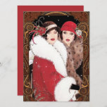 Vintage Art Deco Women Christmas Red Gold Holiday Card<br><div class="desc">Beautiful vintage retro Christmas art deco women holiday card. Send out one of these gorgeous art deco women holiday cards to friends and family. Also perfect for collectors. Check out the Art Deco collection in my store for more like this.</div>
