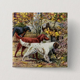 Vintage Art Dog Lovers Setters 15 Cm Square Badge