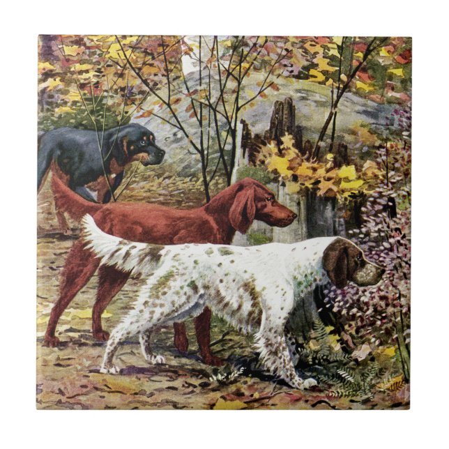 Vintage Art Dog Lovers Setters Tile (Front)
