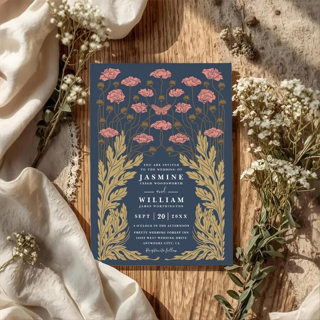 Vintage Art Elegant Modern QR Code Wedding Invitation (Creator Uploaded)