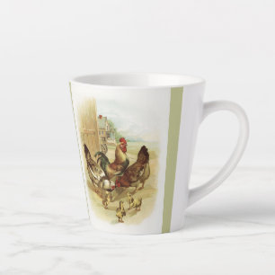 Vintage Art Farm Chickens Latte Mug
