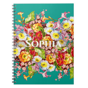 Vintage Art Floral Pattern Spring Flowers Primrose Notebook