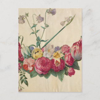 Vintage Art Floral Wreath Postcard