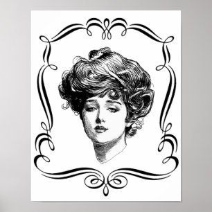 Vintage Art Gibson Girl Poster Print
