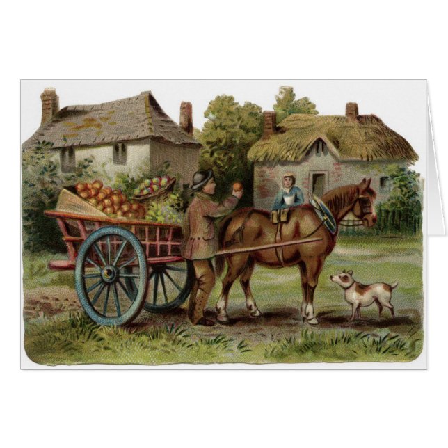 Vintage Art - Horse-Drawn Apple Cart, (Front Horizontal)
