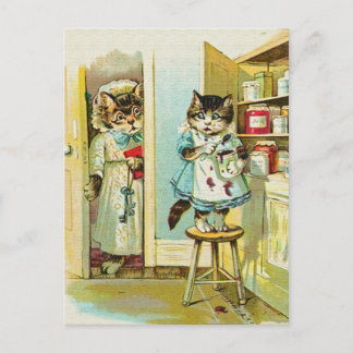 Vintage art: Kitten caught stealing Postcard