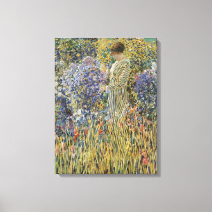 Vintage Art, Lady in Garden by Frederick Frieseke Canvas Print