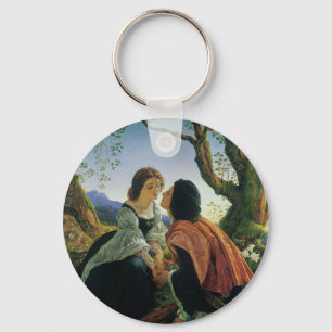 Vintage Art, Lovers at Dusk, Sir Joseph Noel Paton Key Ring