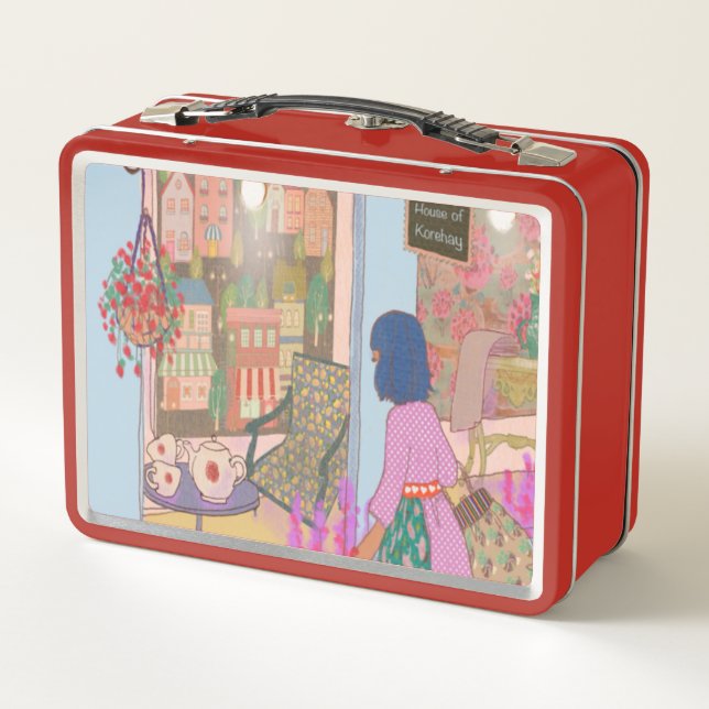 Vintage Art Lunch Box Red (Back)