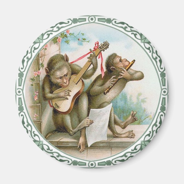 Vintage Art Magnet - Anthropomorphic Monkeys (Front)