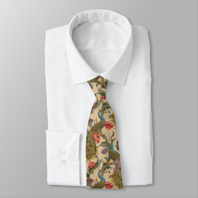 Vintage Art Nouveau 1890 The Peacock Pattern Tie (Tied)