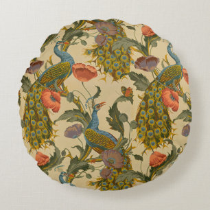 Vintage Art Nouveau 1896 The Peacock Pattern Round Cushion