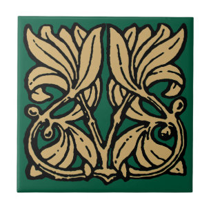 Vintage Art Nouveau 1911 Floral Ornament Frieze Tile