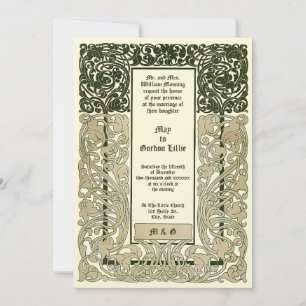 Vintage Art Nouveau 2 Color Foliage Border Invitation