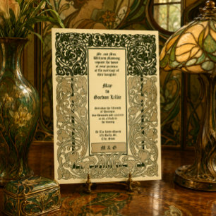 Vintage Art Nouveau 2 Colour Foliage Border Invitation