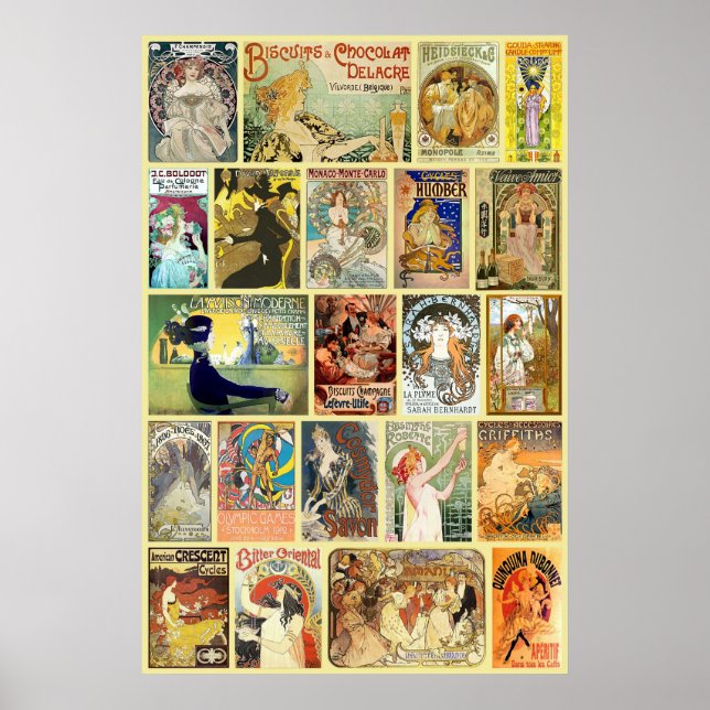 Vintage Art Nouveau Advertisements Poster (Front)