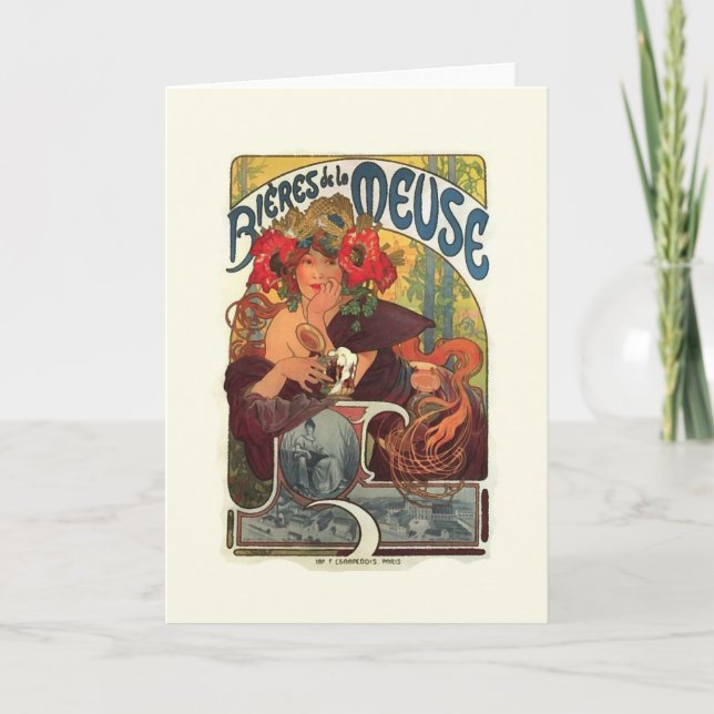 Vintage Art Nouveau Alphonse Mucha Announcement (Front)