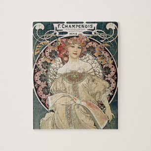 Vintage Art Nouveau Alphonse Mucha Art Painting Jigsaw Puzzle