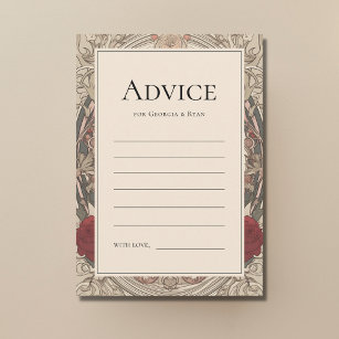 Vintage Art Nouveau Antique Floral Sage Wedding Advice Card
