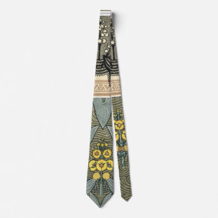 Vintage Art Nouveau Arrowhead Garden Flowers Tie