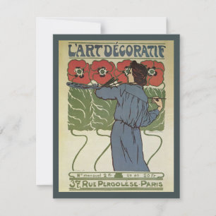 Vintage Art Nouveau, Artist Painting Poppy Flowers