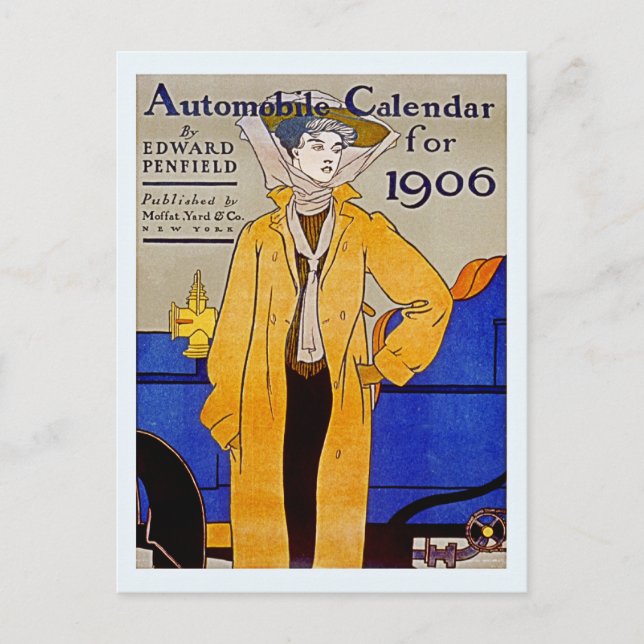 Vintage Art Nouveau automobile calendar 1906 Postcard (Front)