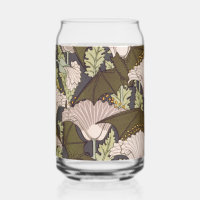 Vintage Art Nouveau Bat and Poppy Floral Pattern