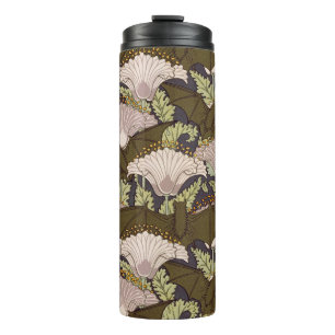 Vintage Art Nouveau Bat and Poppy Floral Pattern Thermal Tumbler