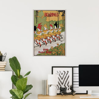 Vintage Art Nouveau, Bearings Tandem Bicycle Poster