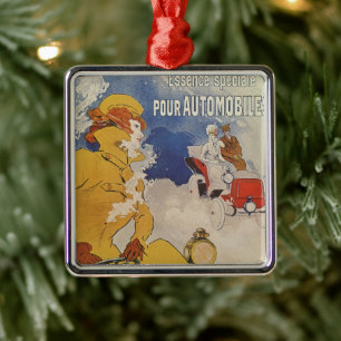 Vintage Art Nouveau, Benzo Moteur by Jules Cheret Metal Tree Decoration