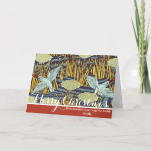 Vintage Art Nouveau Bird & Marsh Nature Pattern Holiday Card