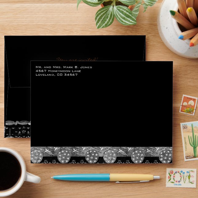 Vintage Art Nouveau Birds & Trees Wedding Envelope (Desk)