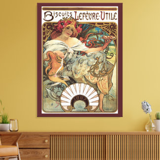 Vintage Art Nouveau, Biscuits by Alphonse Mucha Canvas Print