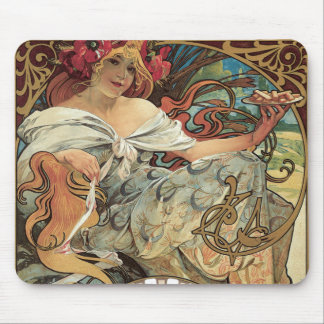 Vintage Art Nouveau, Biscuits by Alphonse Mucha Mouse Pad