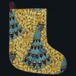 Vintage Art Nouveau Blue Peacock Floral Pattern Large Christmas Stocking<br><div class="desc">Bring the regal elegance of the Fin de Siècle into your home with this 1897 masterpiece by Maurice Pillard Verneuil. This vintage Art Nouveau design features a magnificent blue peacock nestled among lush sage green leaves and golden berries. Framed by sophisticated decorative borders, the vibrant cobalt blue and muted earth...</div>