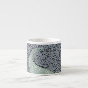 Vintage Art Nouveau Blue Peacock Print Verneuil Espresso Cup